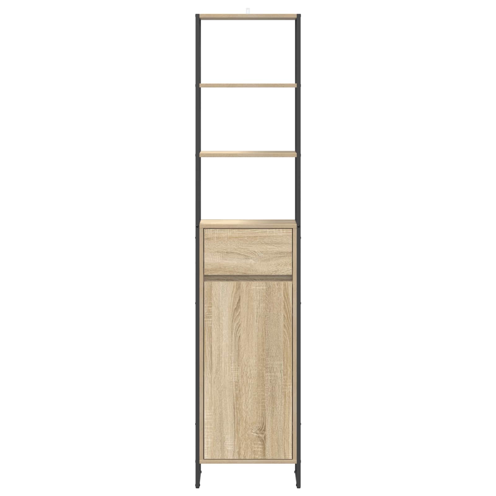 Badezimmerschrank mit Tür Sonoma 40 x 30 x 180 cm Holzwerkstoff
