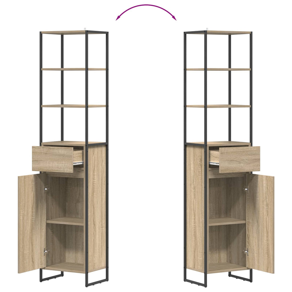 Badezimmerschrank mit Tür Sonoma 40 x 30 x 180 cm Holzwerkstoff