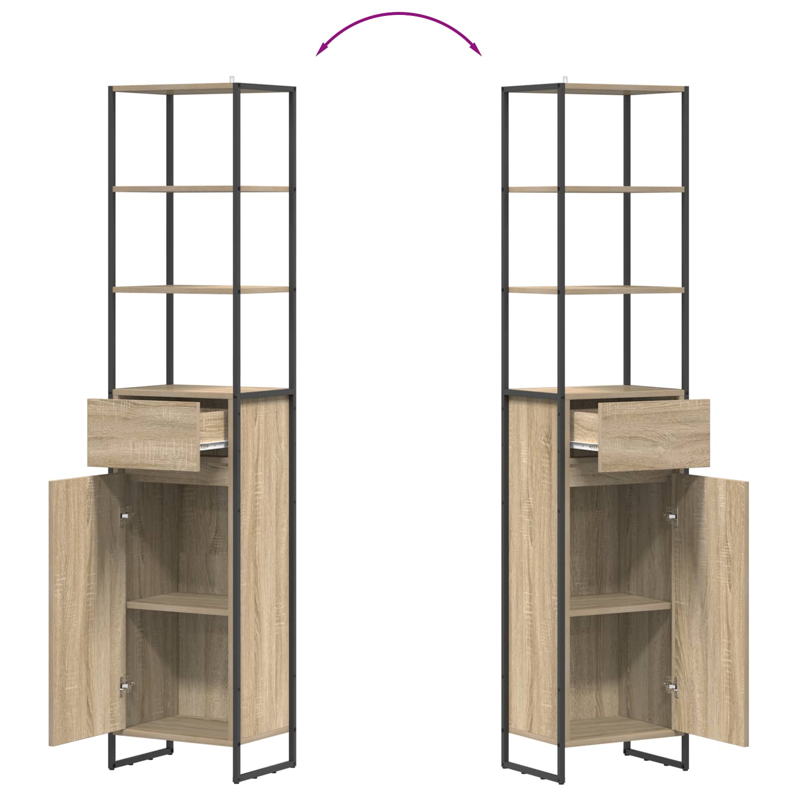 Badezimmerschrank mit Tür Sonoma 40 x 30 x 180 cm Holzwerkstoff