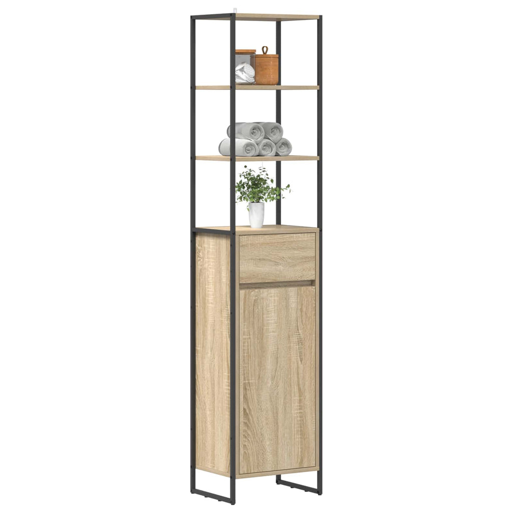 Badezimmerschrank mit Tür Sonoma 40 x 30 x 180 cm Holzwerkstoff