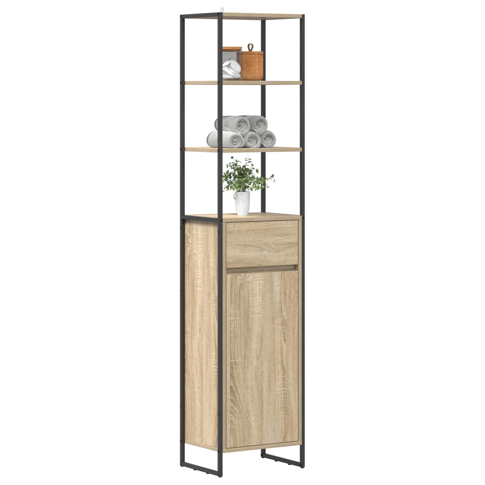 Badezimmerschrank mit Tür Sonoma 40 x 30 x 180 cm Holzwerkstoff