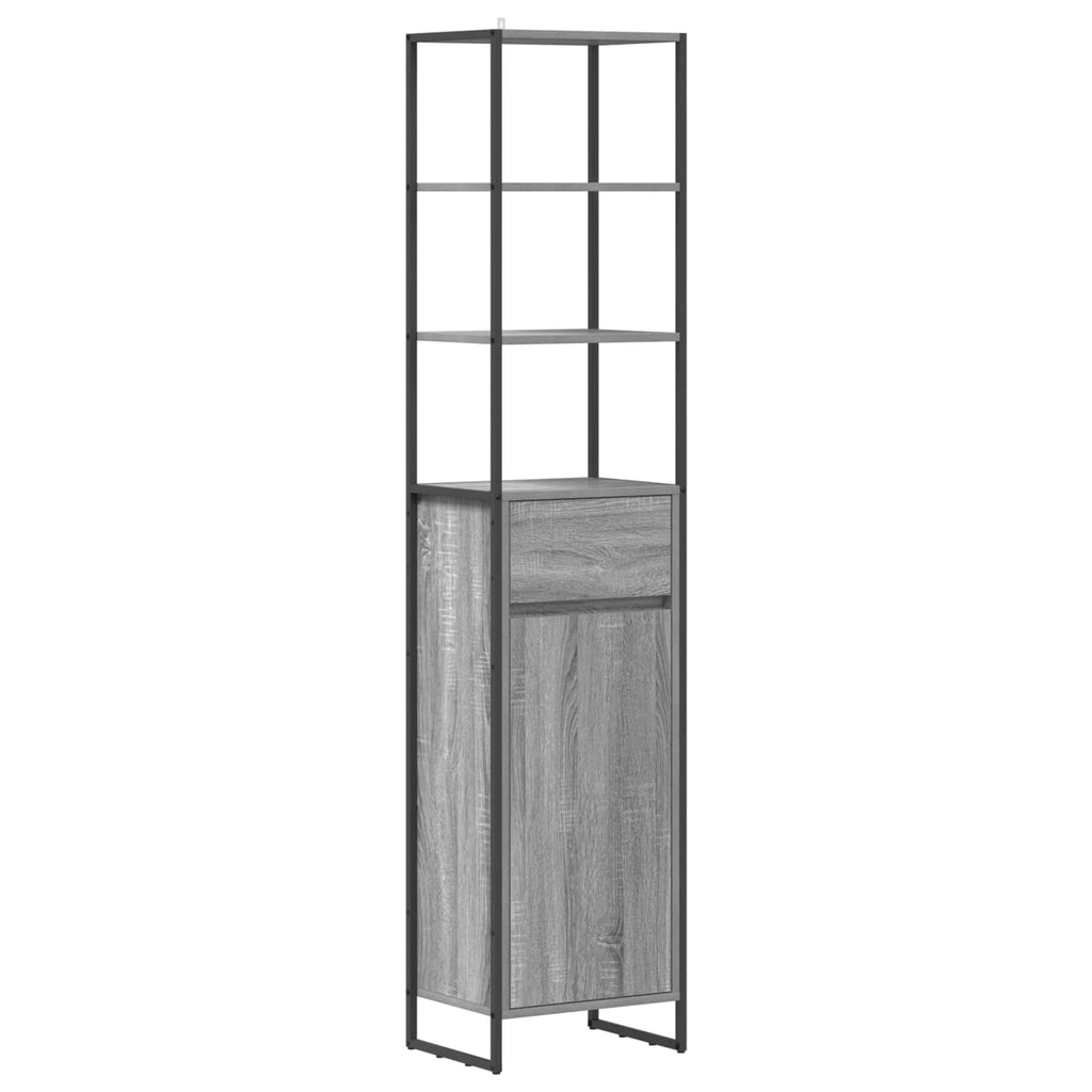 Badezimmerschrank Graues Sonoma 40 x 30 x 180 cm Holzwerkstoff