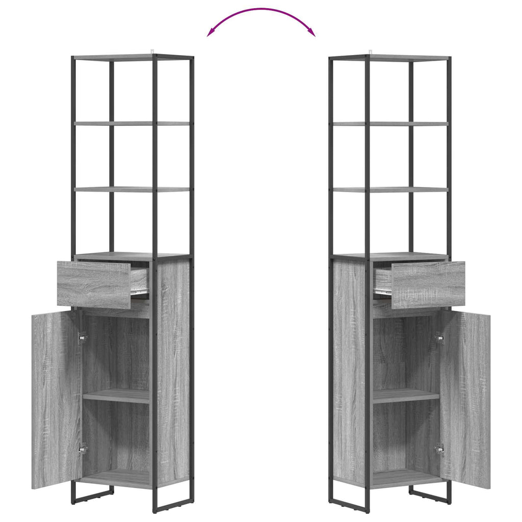 Badezimmerschrank Graues Sonoma 40 x 30 x 180 cm Holzwerkstoff