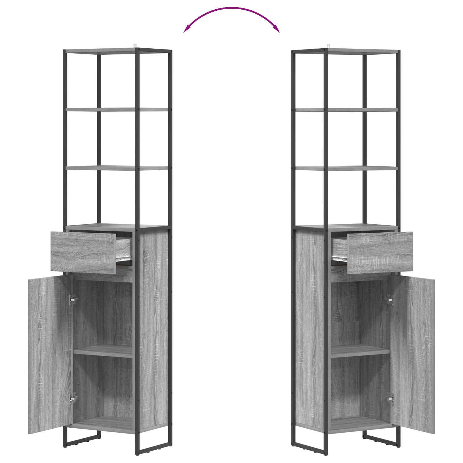 Badezimmerschrank Graues Sonoma 40 x 30 x 180 cm Holzwerkstoff