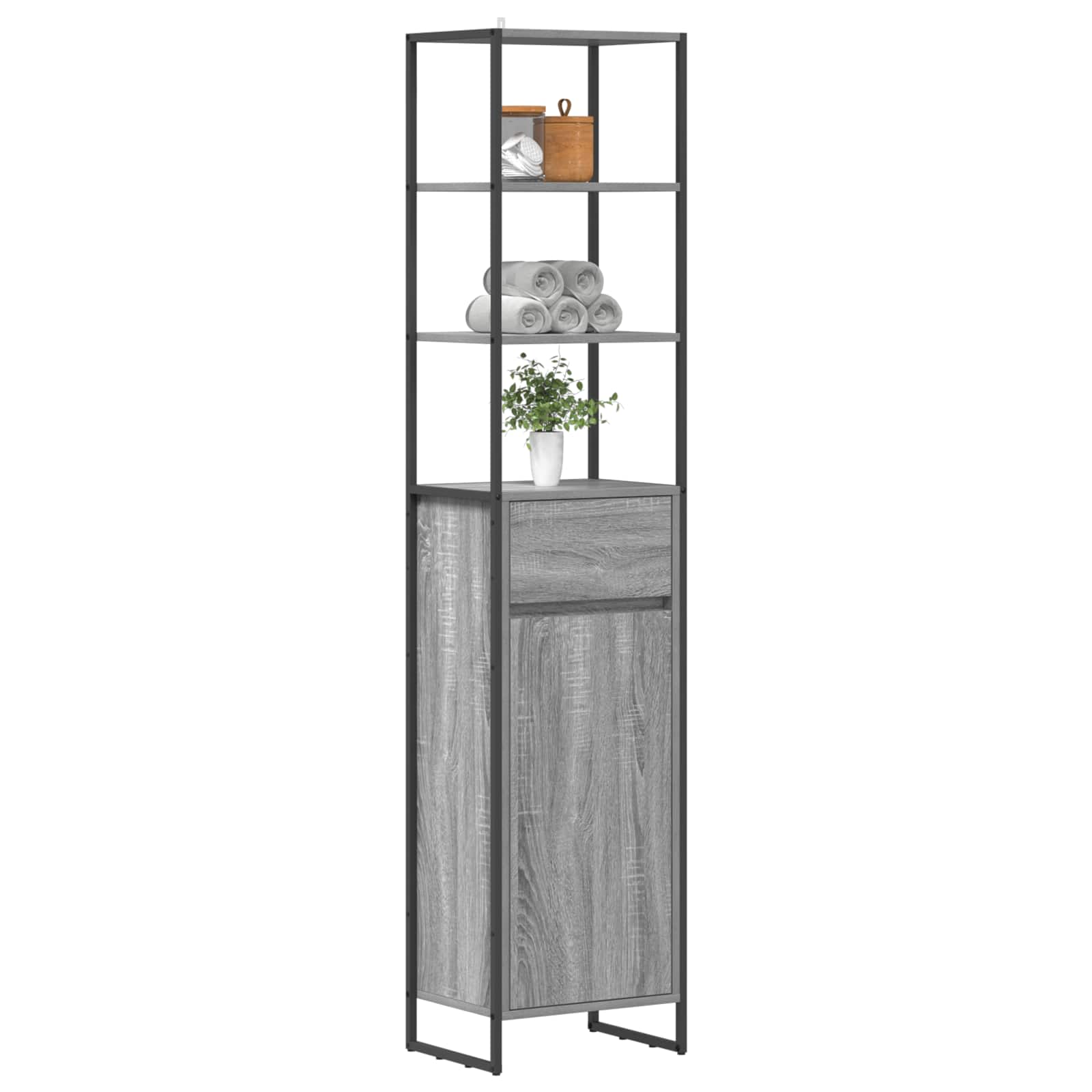 Badezimmerschrank Graues Sonoma 40 x 30 x 180 cm Holzwerkstoff