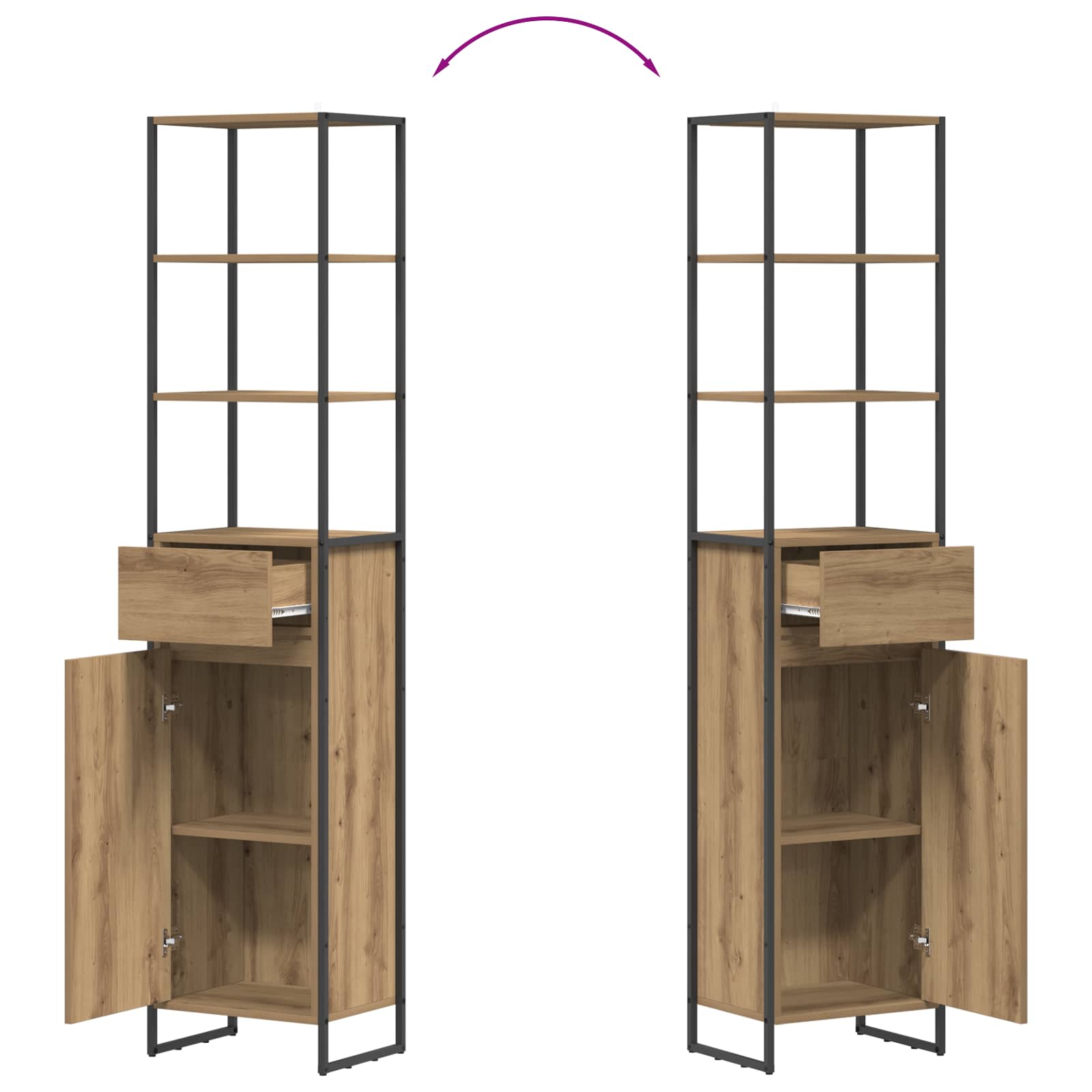 Badezimmerschrank mit Tür Kunsthandwerk Eiche 40 x 30 x 180 cm