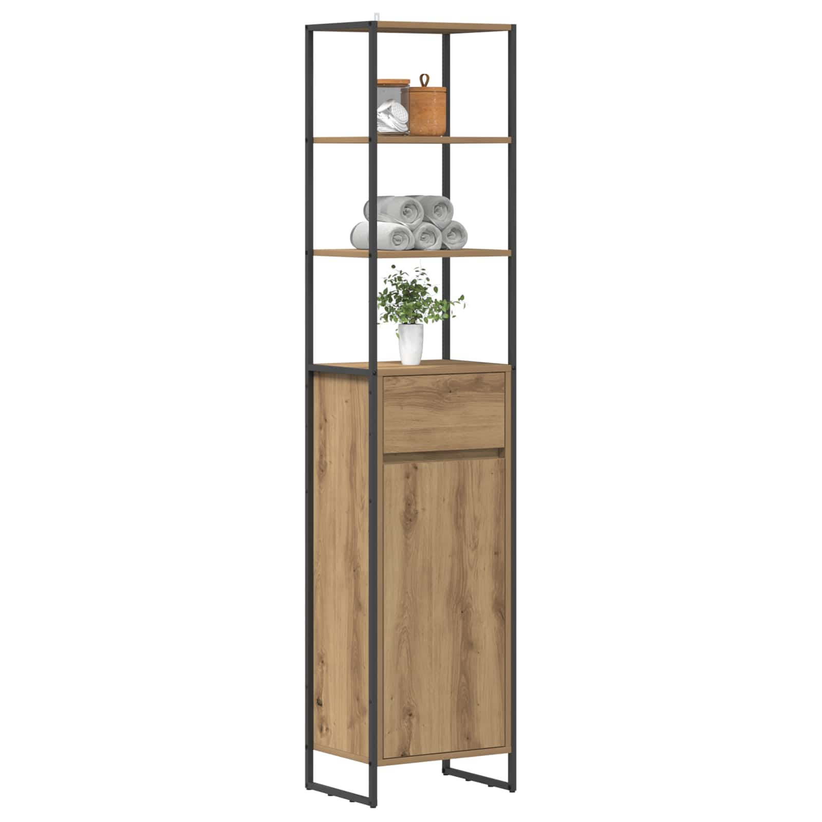 Badezimmerschrank mit Tür Kunsthandwerk Eiche 40 x 30 x 180 cm