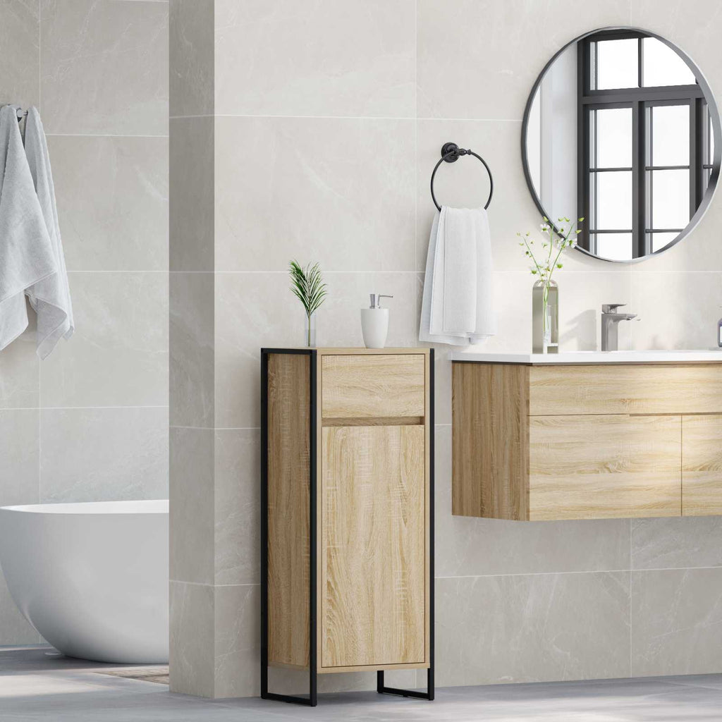 Badezimmerschrank mit Tür Sonoma 40 x 30 x 100 cm Holzwerkstoff