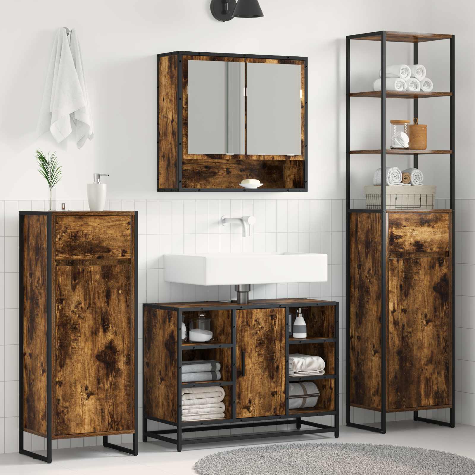 Badezimmerschrank Raucharbe 40 x 30 x 100 cm Holzwerkstoff