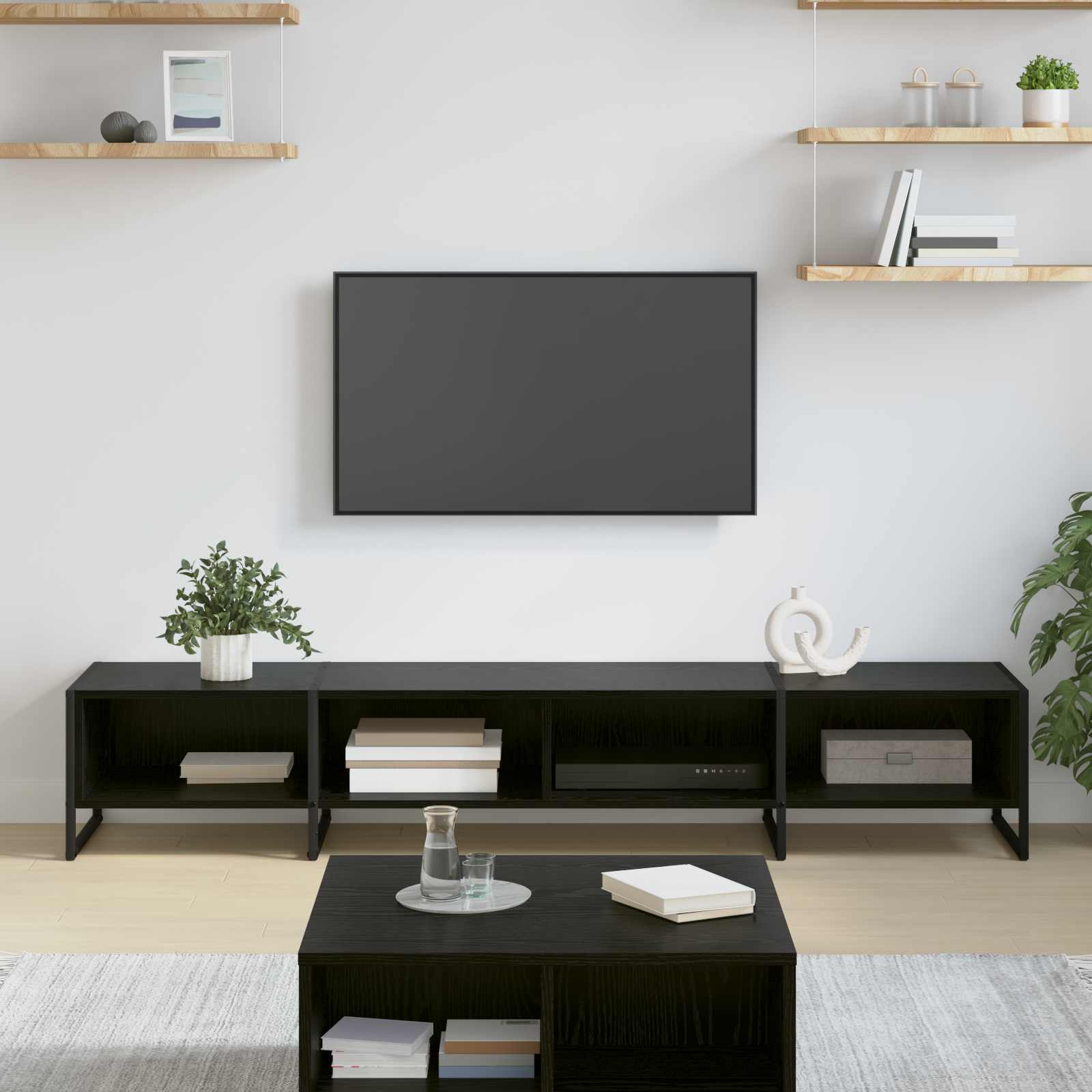 TV-Schränk Schwarz Eichen-Optik 170,5 x 36 x 30,5 cm