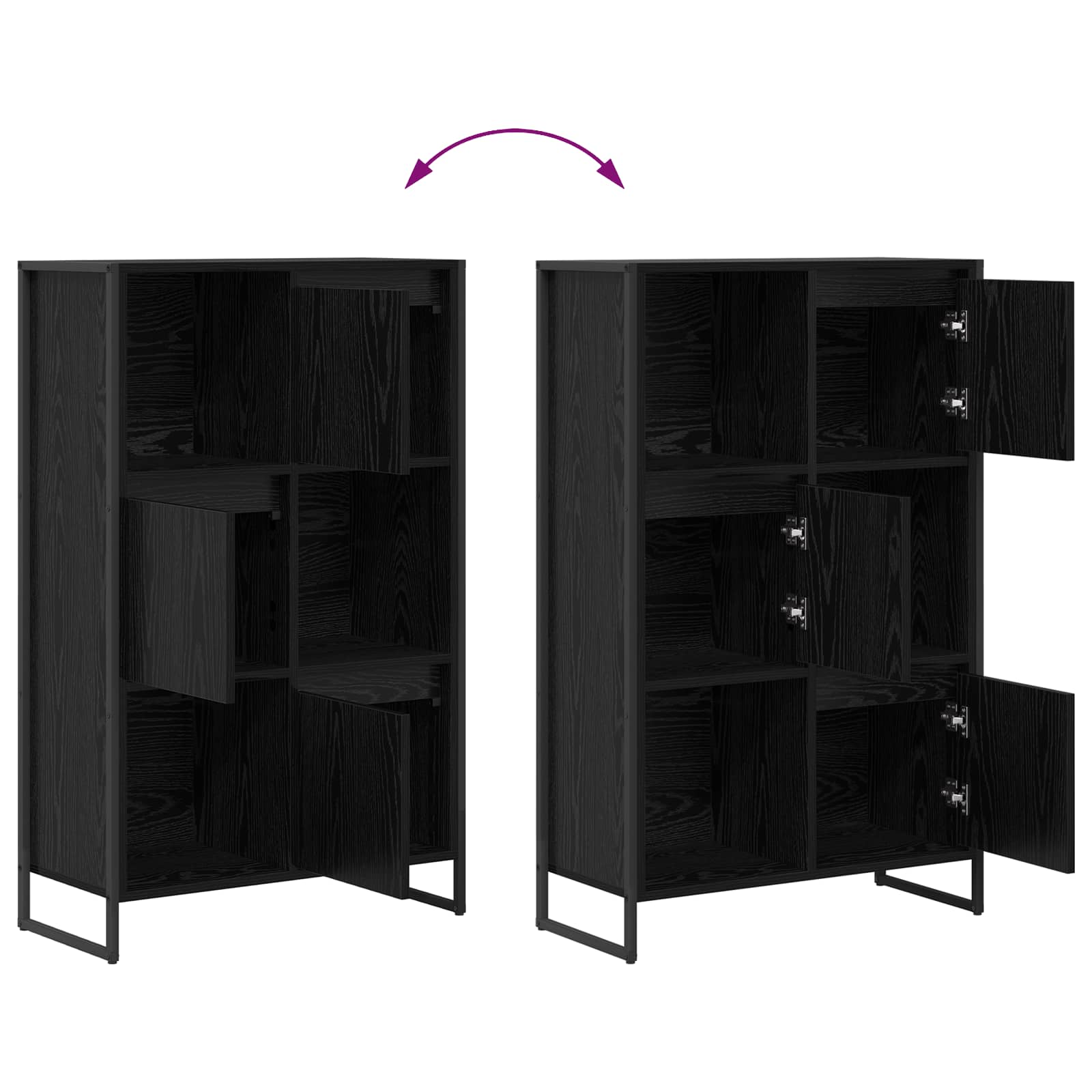 Bücherregal Schwarz Eichen-Optik 68 x 30 x 108.5 cm