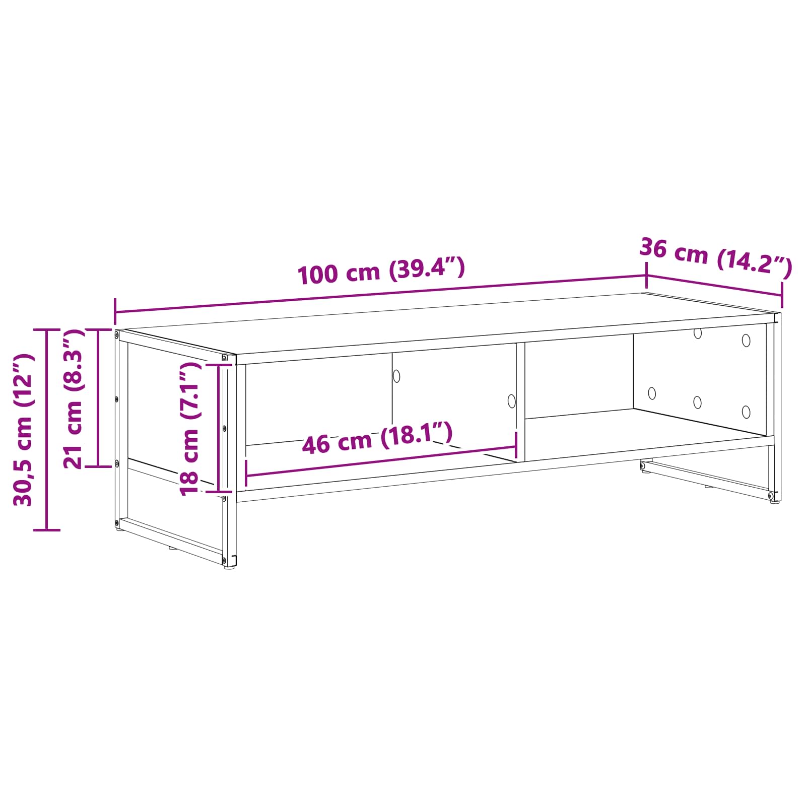 TV-Schränk Raucharbe 100 x 36,5 x 30,5 cm Holzwerkstoff