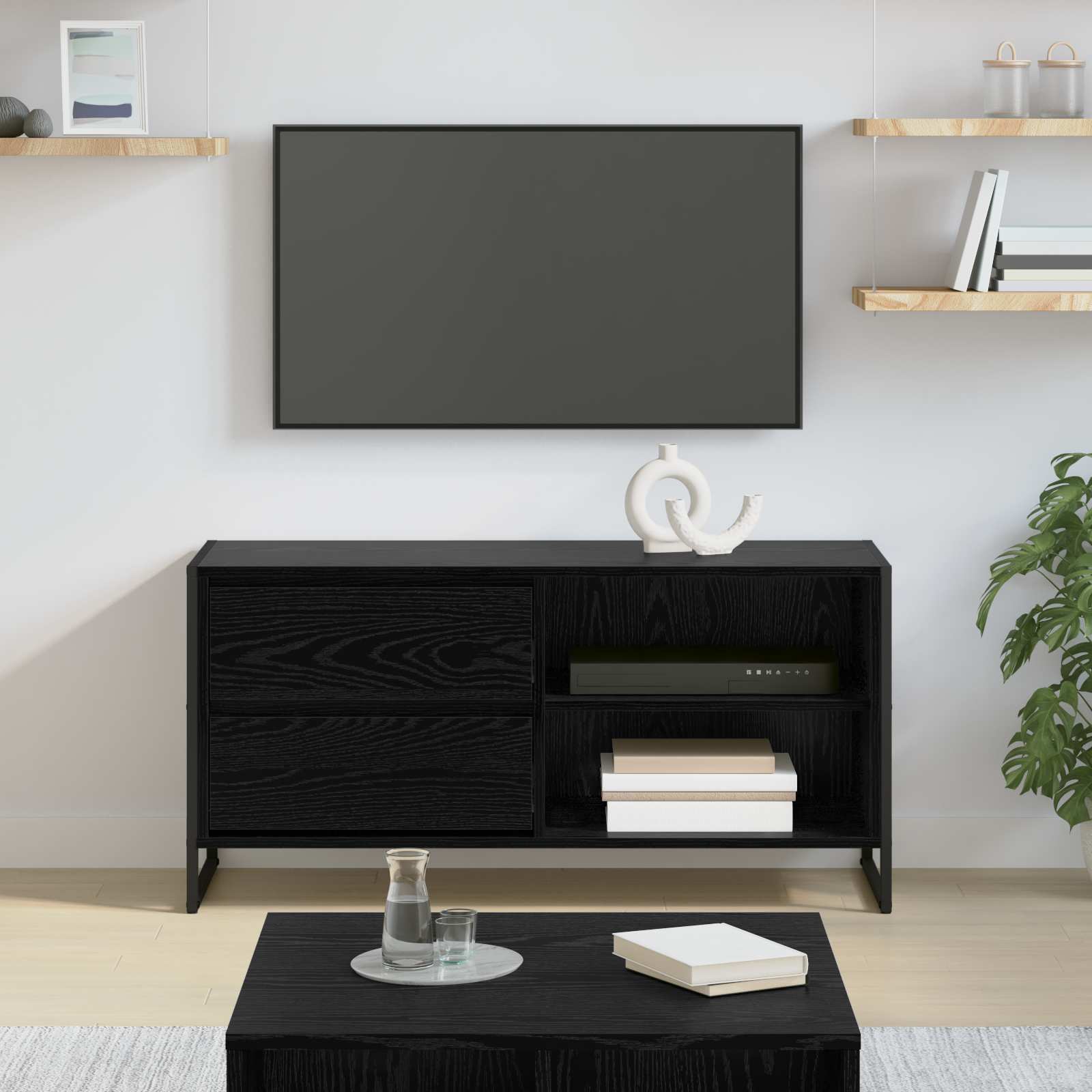 TV-Schränk Schwarz Eichen-Optik 100 x 36 x 49,5 cm
