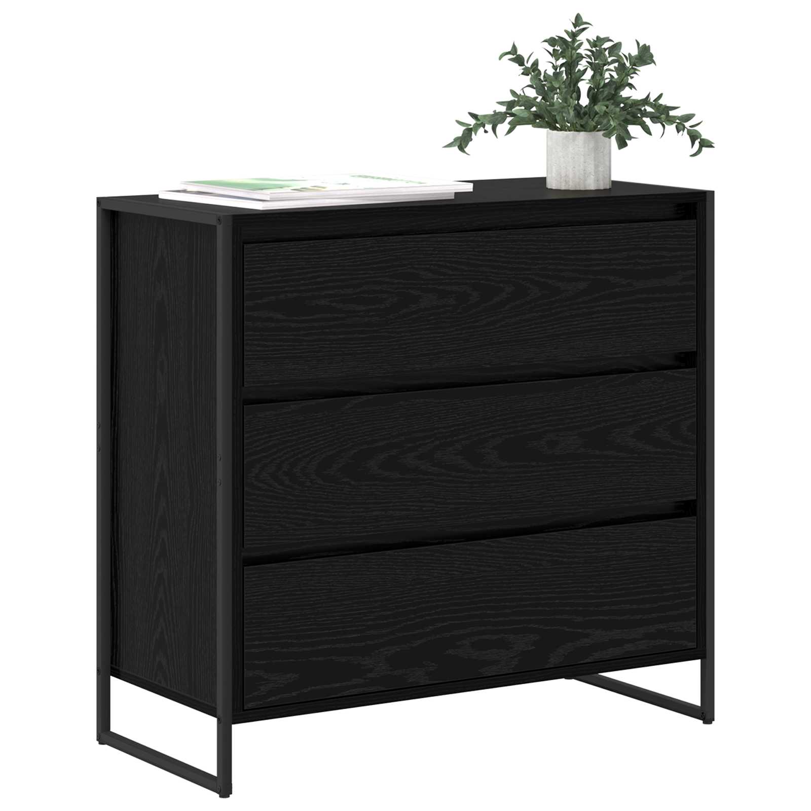 Sideboard Schwarz Eichen-Optik 79 x 36 x 75.5 cm Holzwerkstoff