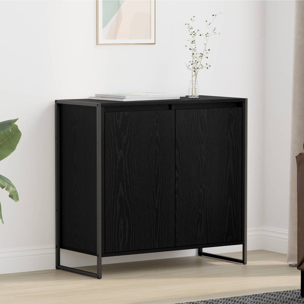 Seitenschrank Schwarz Eichen-Optik 79 x 36 x 75 cm