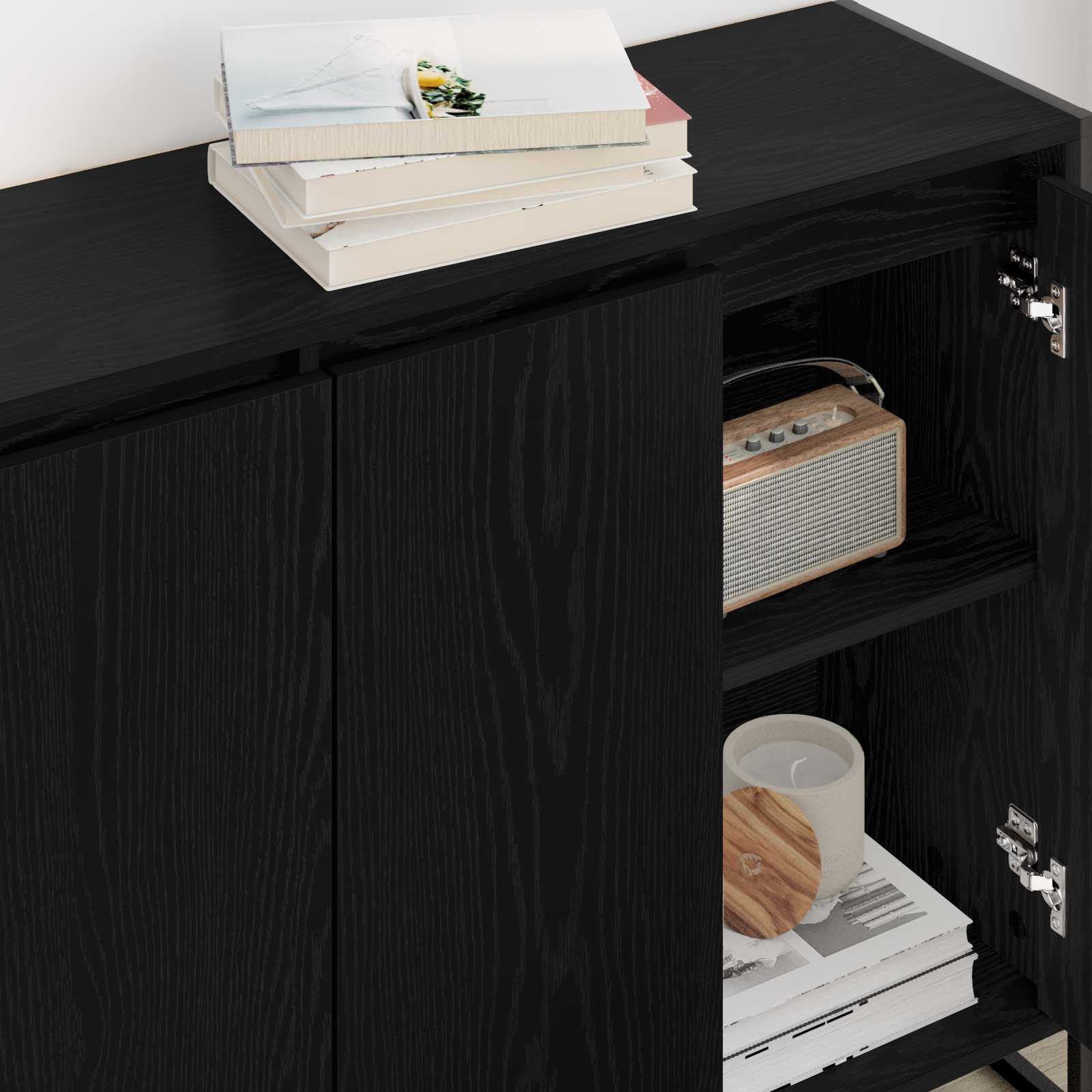 Seitenschrank Schwarz Eichen-Optik 96,5 x 30 x 75 cm