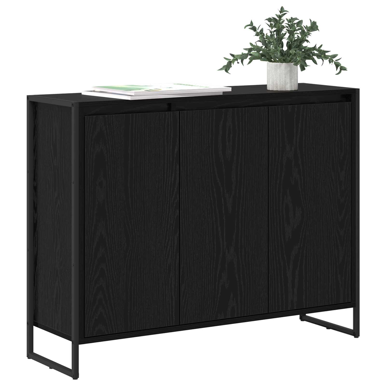 Seitenschrank Schwarz Eichen-Optik 96,5 x 30 x 75 cm
