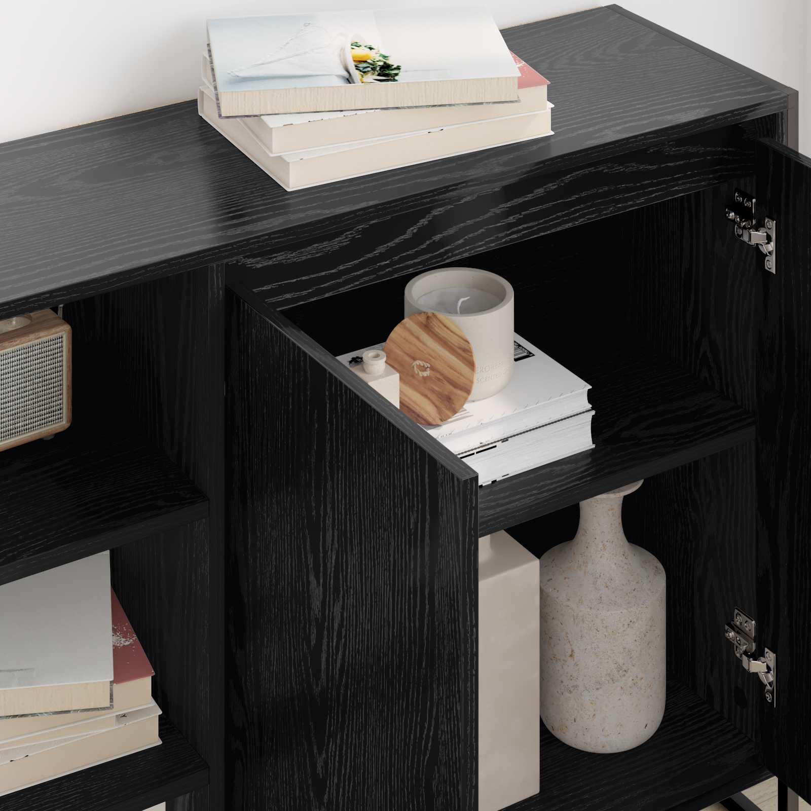 Seitenschrank Schwarz Eichen-Optik 96,5 x 30 x 75 cm