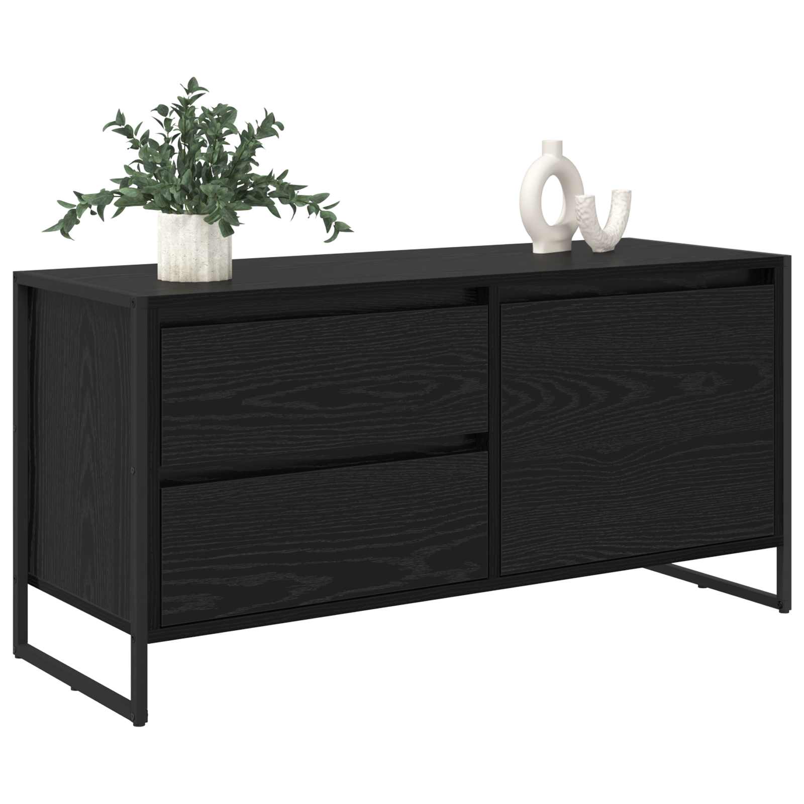 TV-Schränk Schwarz Eichen-Optik 100 x 36 x 49.5 cm