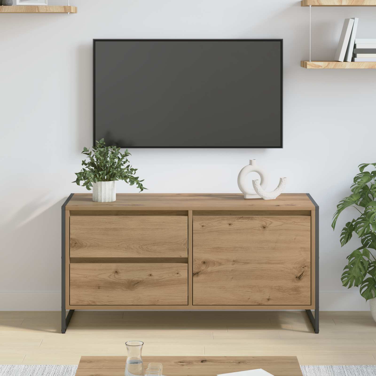 TV-Schränk Kunsthandwerk Eiche 100 x 36 x 49.5 cm Holzwerkstoff