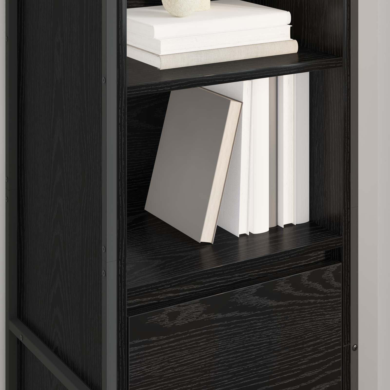 Bücherregal Schwarz Eichen-Optik 43 x 36 x 150,5 cm