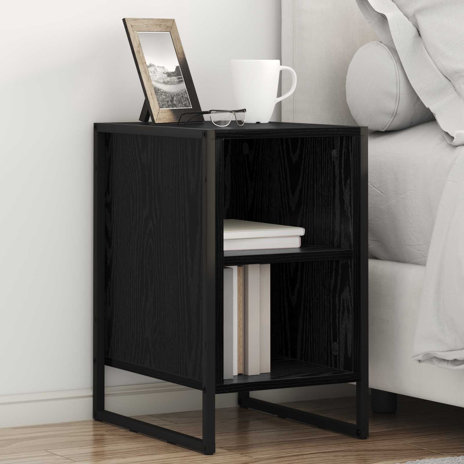 Nachttisch 2 pcs Schwarz Eichen-Optik 39,5 x 30 x 50 cm