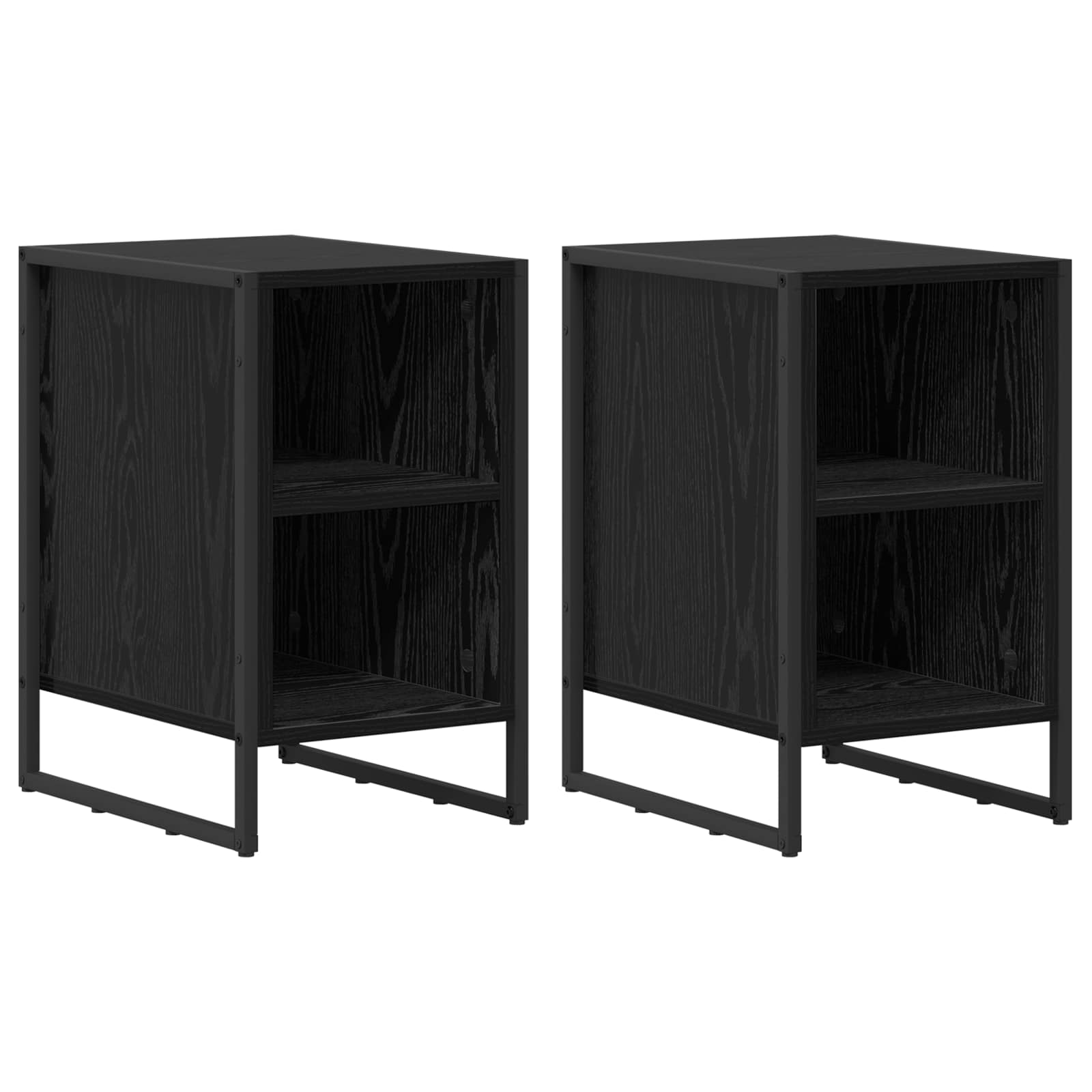 Nachttisch 2 pcs Schwarz Eichen-Optik 39,5 x 30 x 50 cm