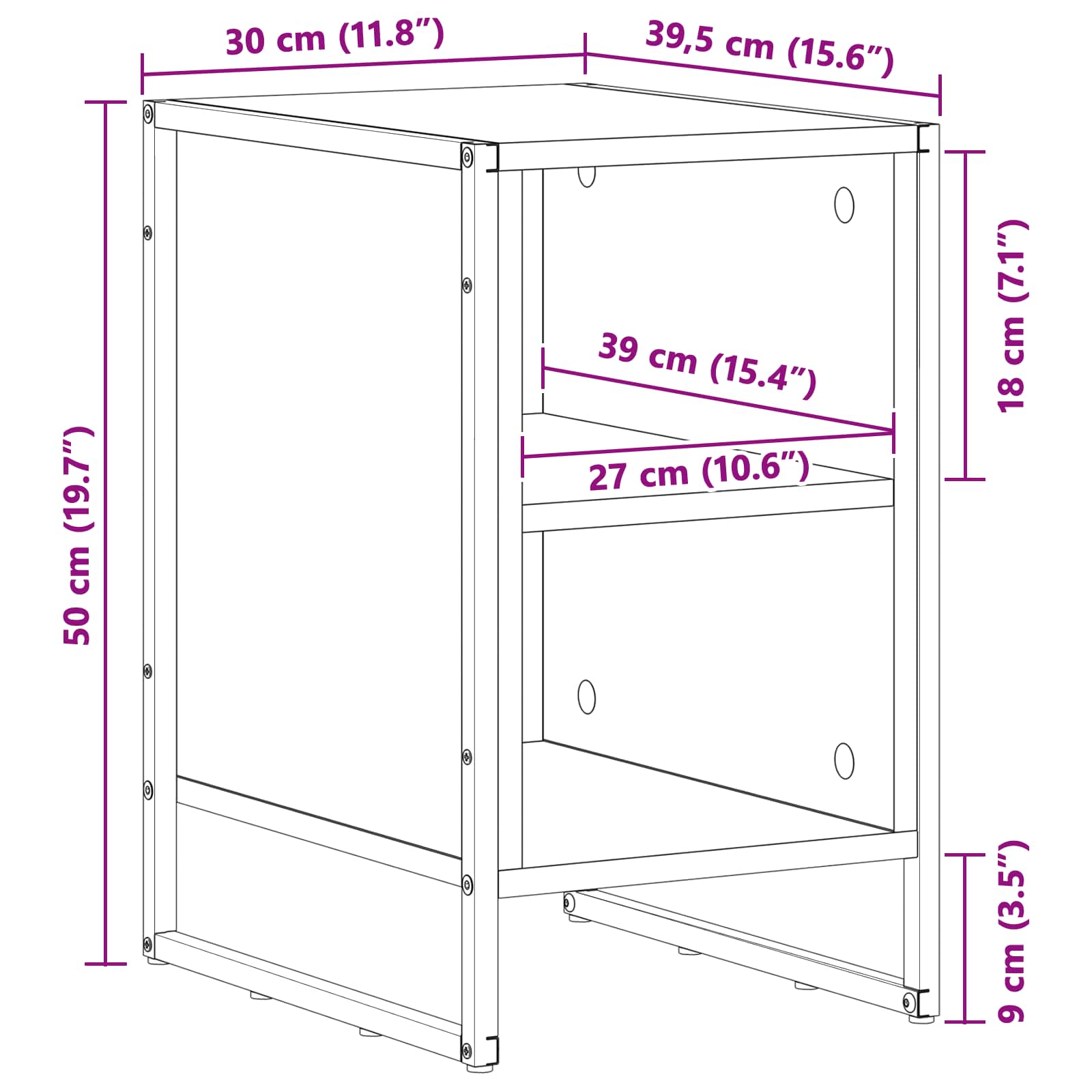 Nachttisch Rauches Eiche 39,5 x 30 x 50 cm Holzwerkstoff