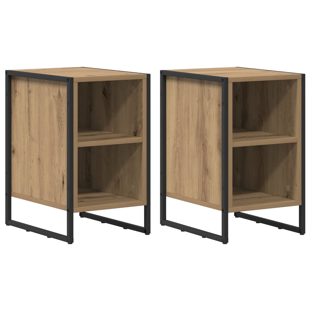 Nachttisch 2 pcs Kunsthandwerk Eiche 39,5 x 30 x 50 cm