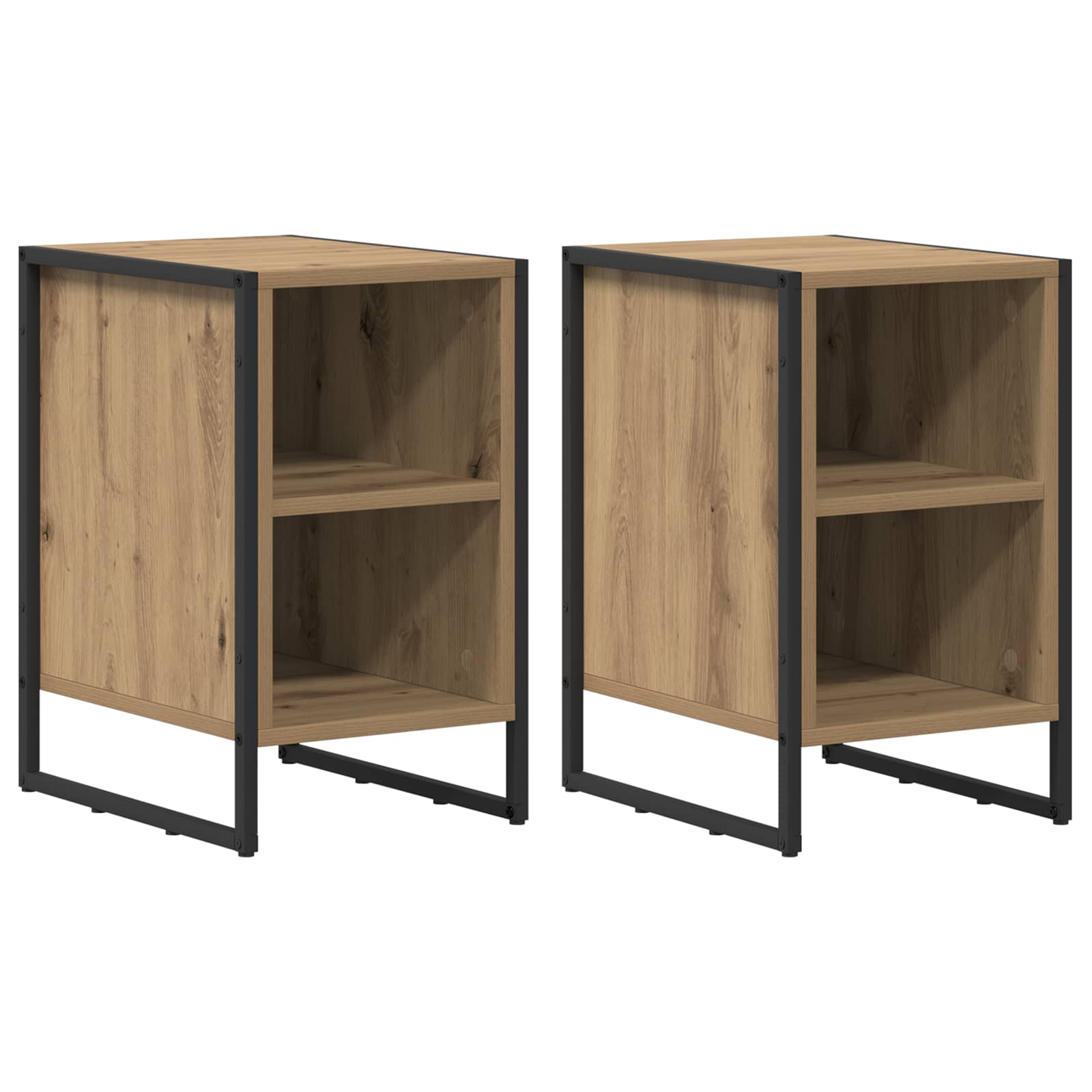 Nachttisch 2 pcs Kunsthandwerk Eiche 39,5 x 30 x 50 cm