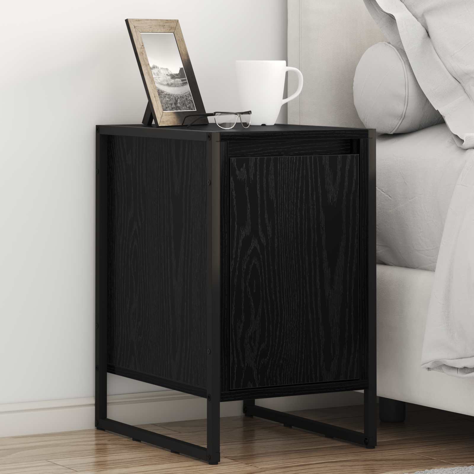 Nachttisch 2 pcs Schwarz Eichen-Optik 39,5 x 30 x 50 cm