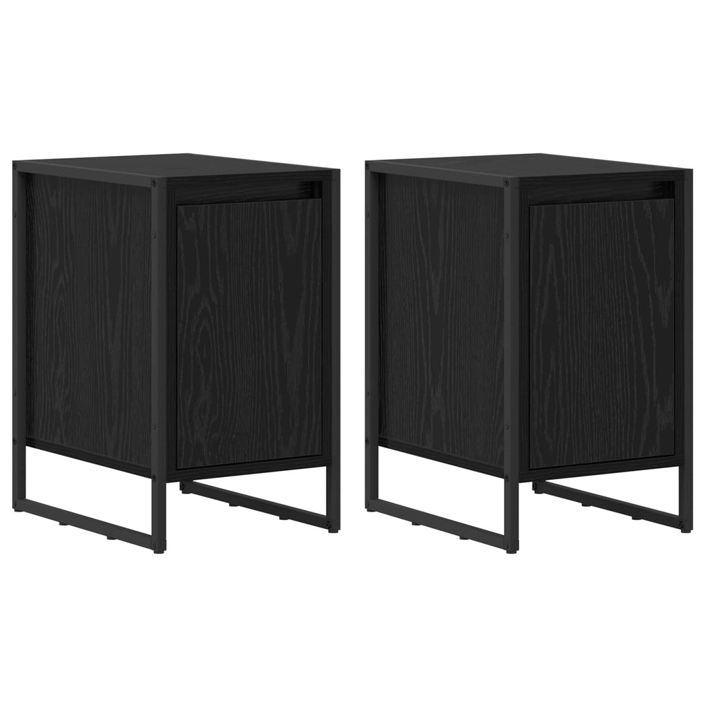 Nachttisch 2 pcs Schwarz Eichen-Optik 39,5 x 30 x 50 cm