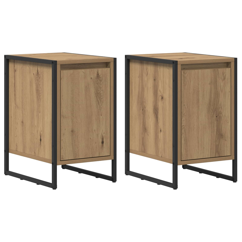 Nachttisch 2 pcs Kunsthandwerk Eiche 39,5 x 30 x 50 cm