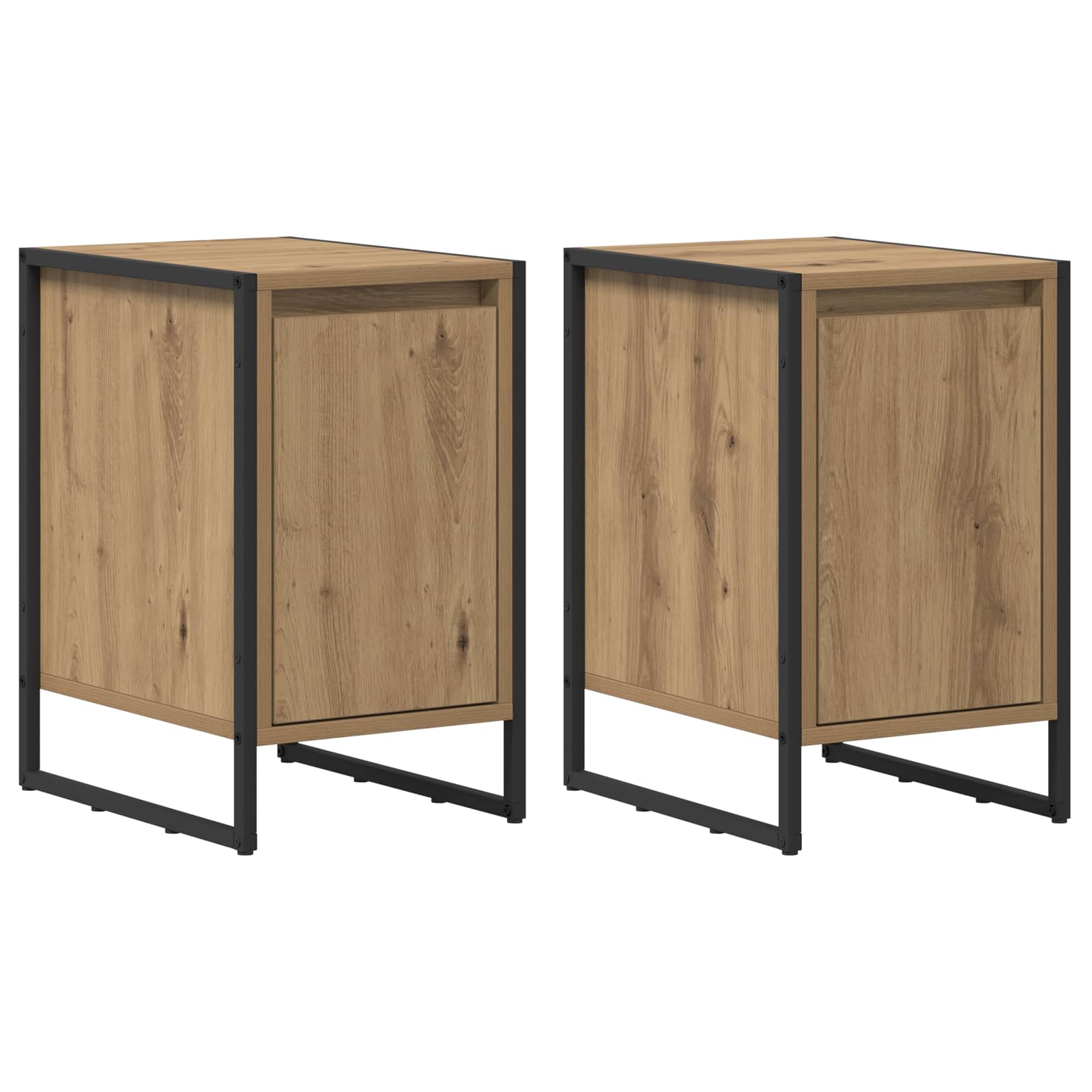 Nachttisch 2 pcs Kunsthandwerk Eiche 39,5 x 30 x 50 cm