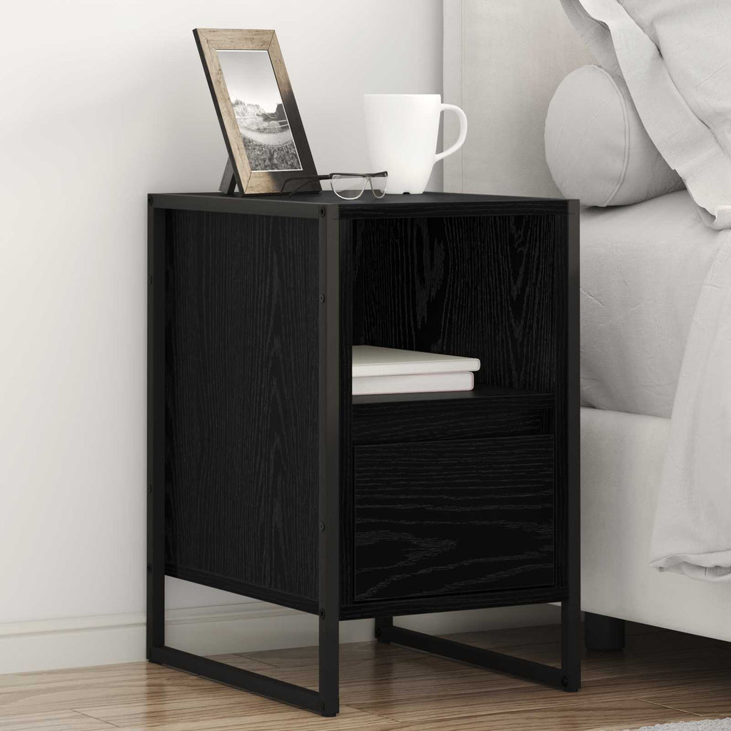 Nachttisch 2 pcs Schwarz Eichen-Optik 39,5 x 30 x 50 cm