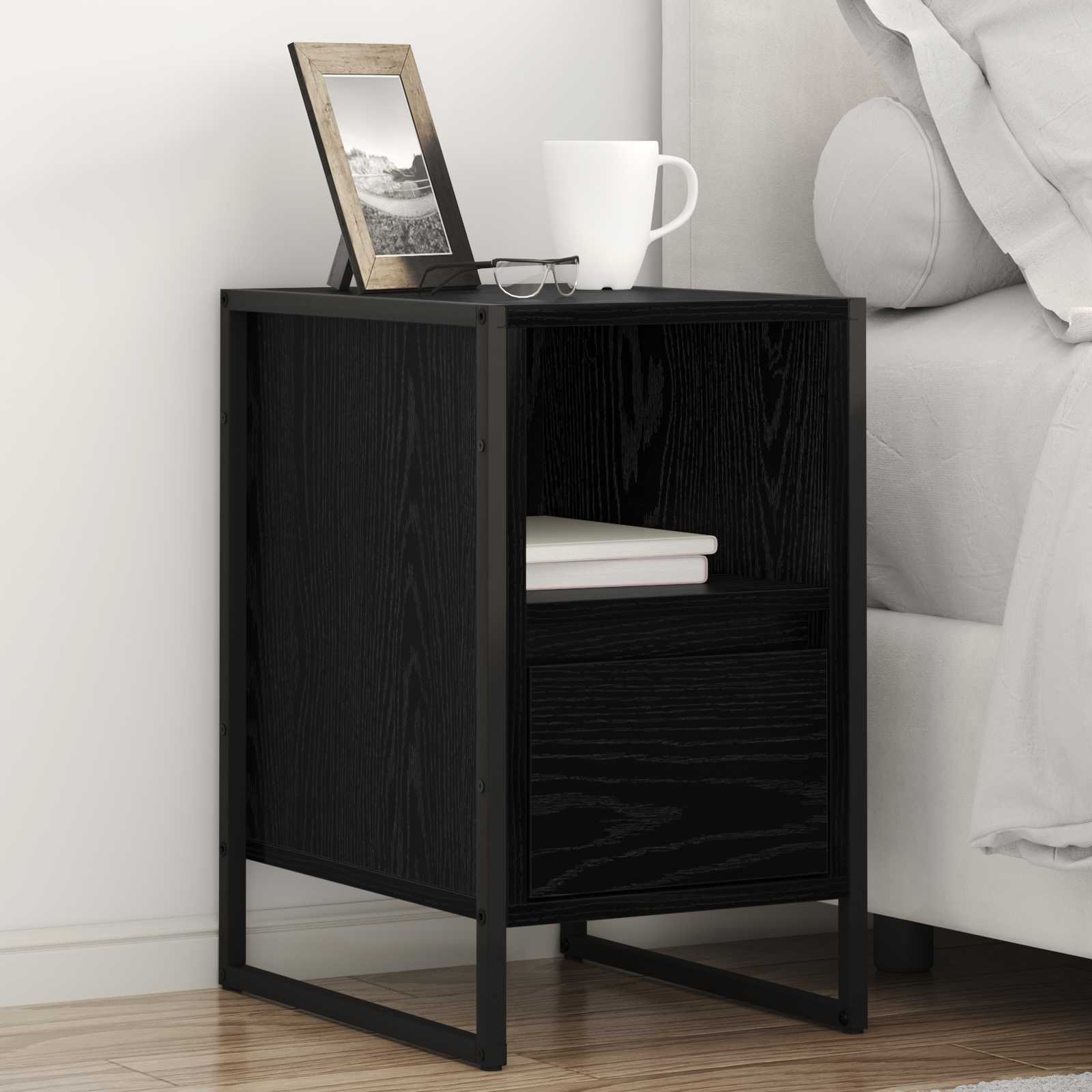 Nachttisch 2 pcs Schwarz Eichen-Optik 39,5 x 30 x 50 cm