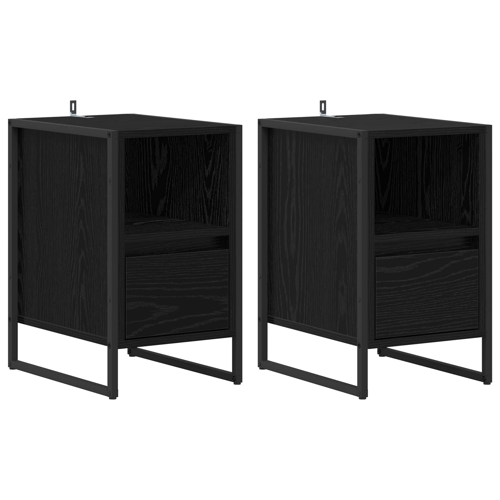 Nachttisch 2 pcs Schwarz Eichen-Optik 39,5 x 30 x 50 cm