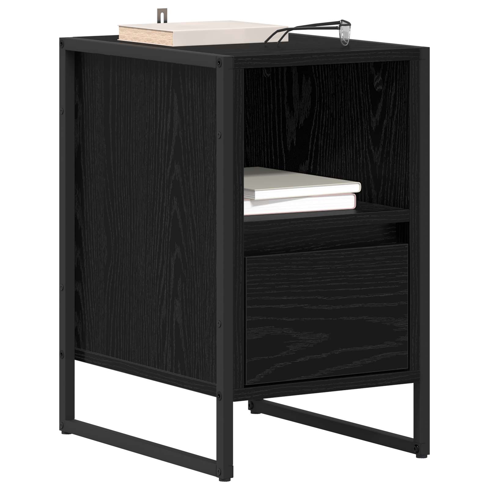 Nachttisch 2 pcs Schwarz Eichen-Optik 39,5 x 30 x 50 cm