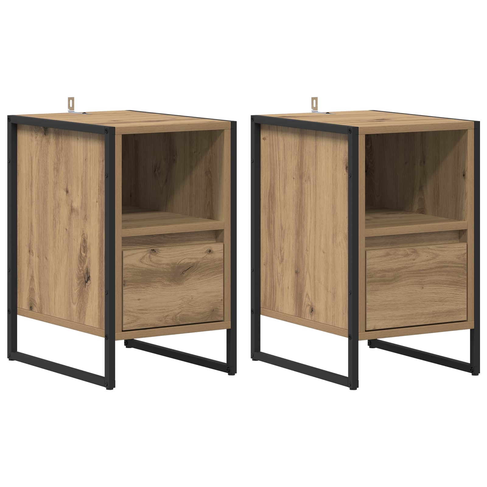 Nachttisch 2 pcs Kunsthandwerk Eiche 39,5 x 30 x 50 cm