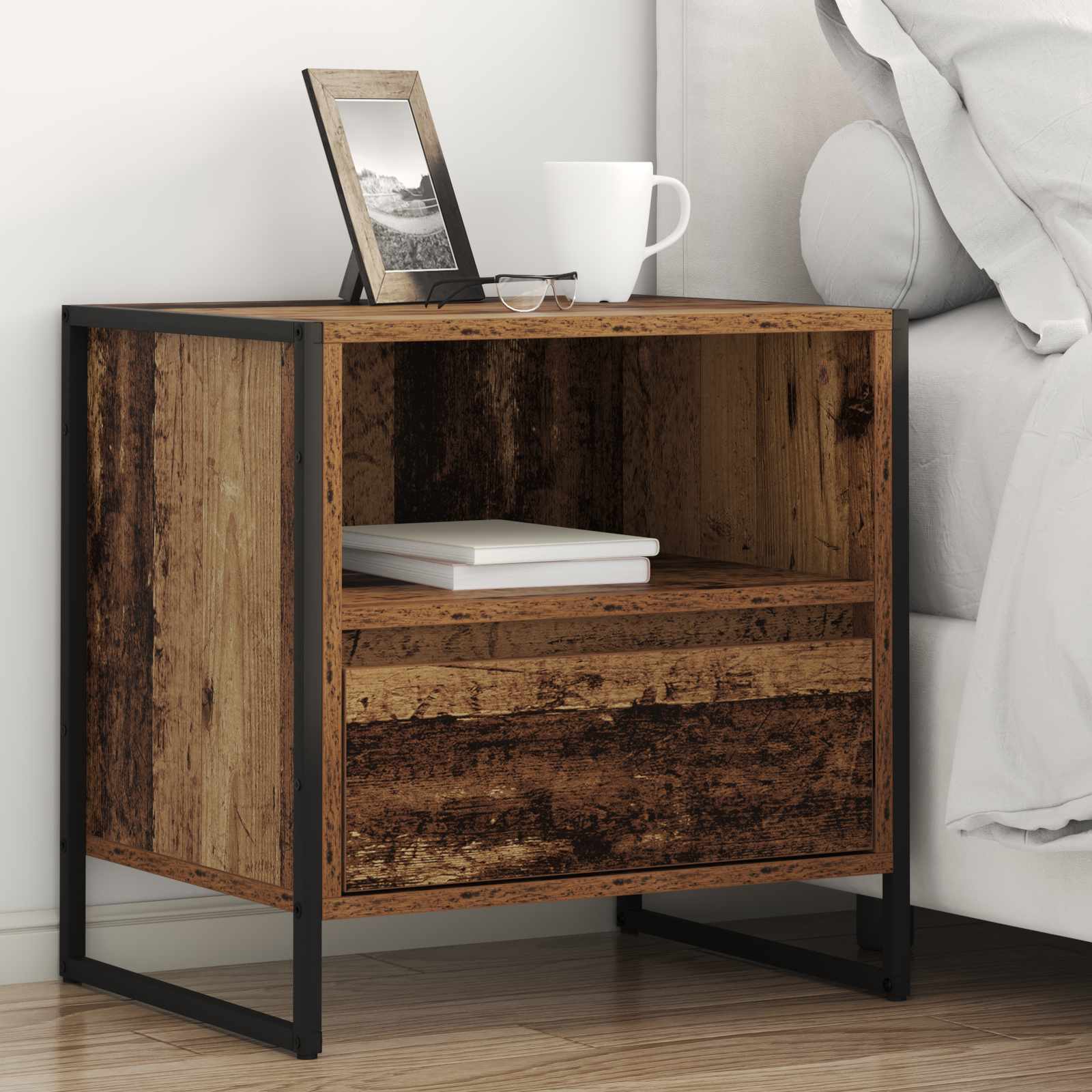 Nachttisch 2 pcs Altholz 50 x 39,5 x 50 cm Holzwerkstoff