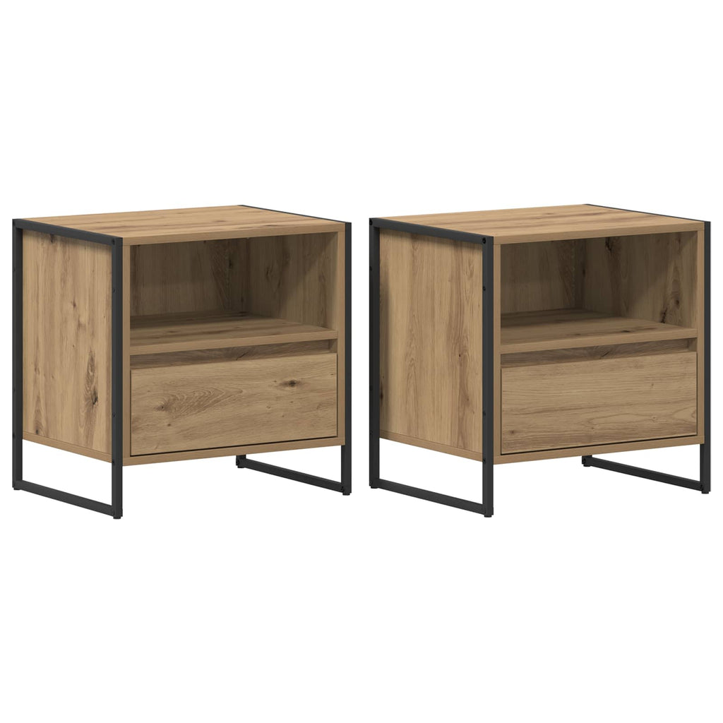 Nachttisch 2 pcs Kunsthandwerk Eiche 50 x 39,5 x 50 cm