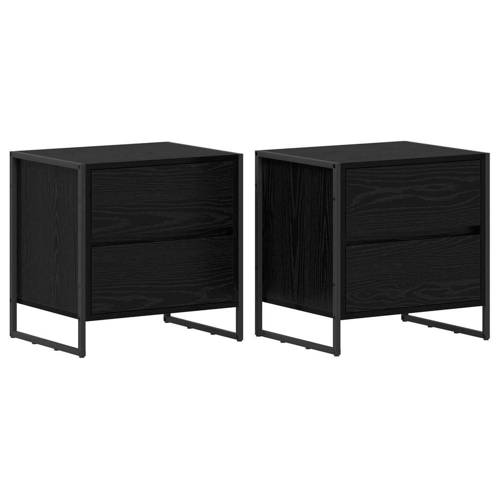 Nachttisch 2 pcs Schwarz Eichen-Optik 50 x 39,5 x 50 cm