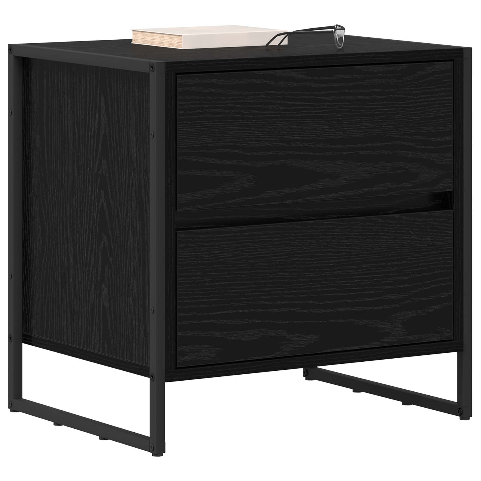 Nachttisch 2 pcs Schwarz Eichen-Optik 50 x 39,5 x 50 cm