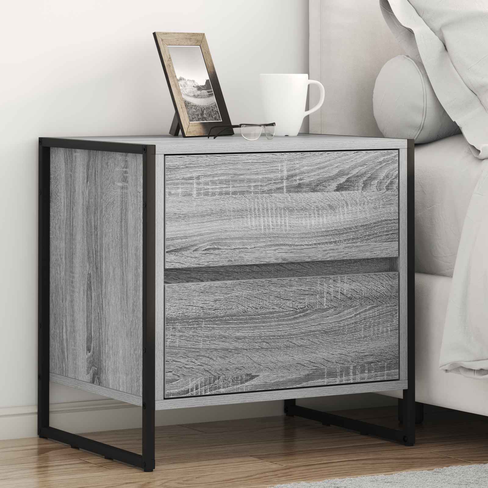 Nachttisch 2 pcs Graues Sonoma 50 x 39,5 x 50 cm Holzwerkstoff