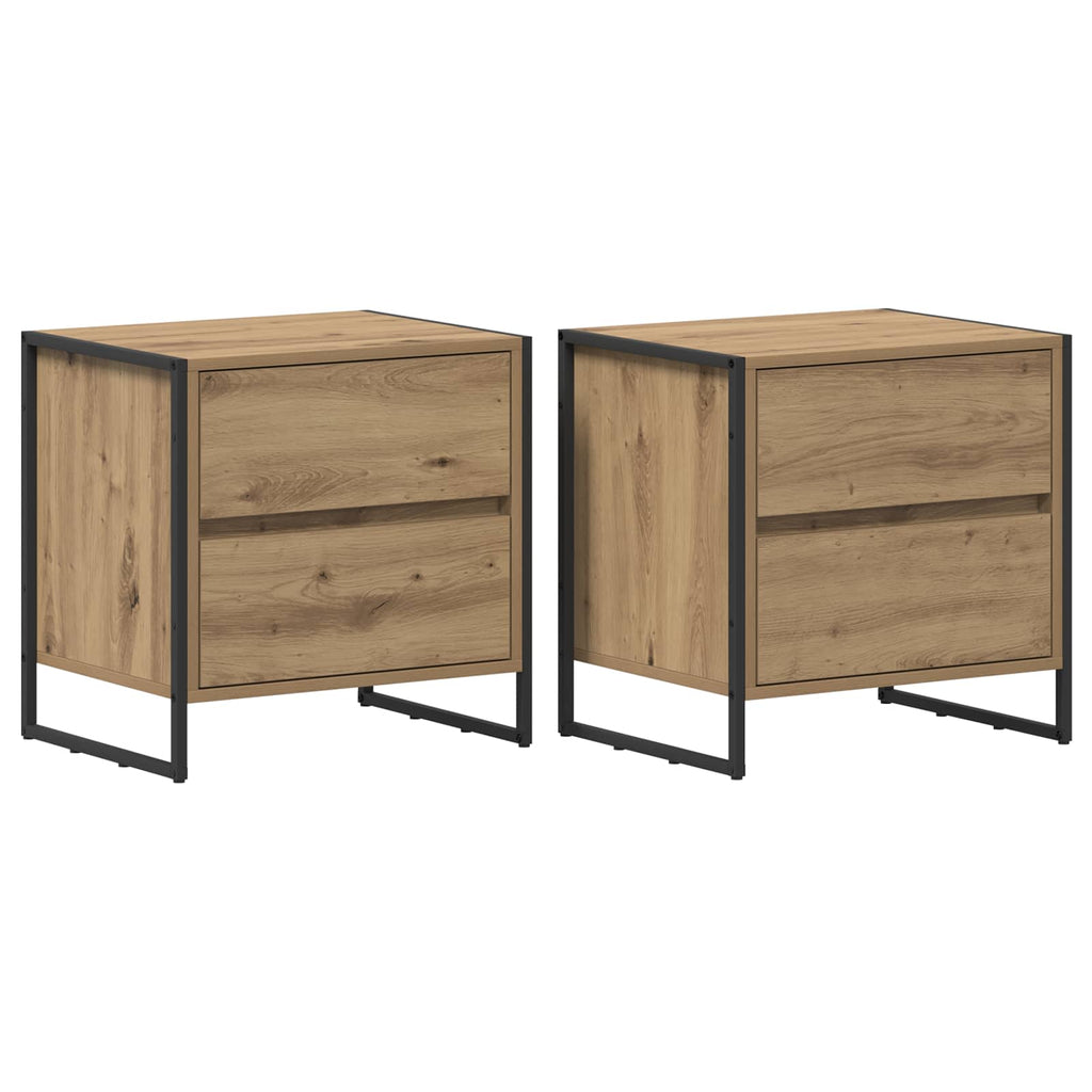 Nachttisch 2 pcs Kunsthandwerk Eiche 50 x 39,5 x 50 cm