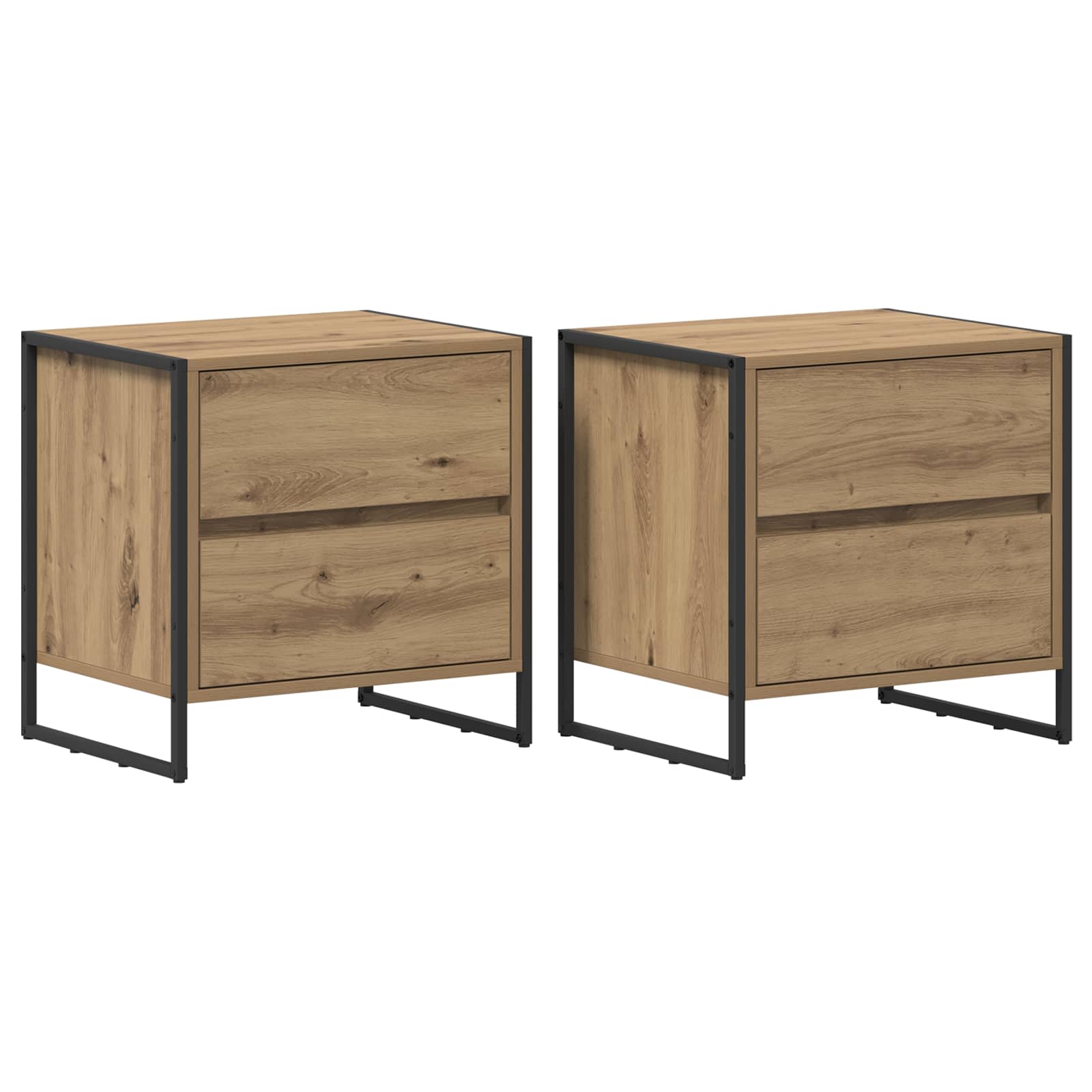 Nachttisch 2 pcs Kunsthandwerk Eiche 50 x 39,5 x 50 cm