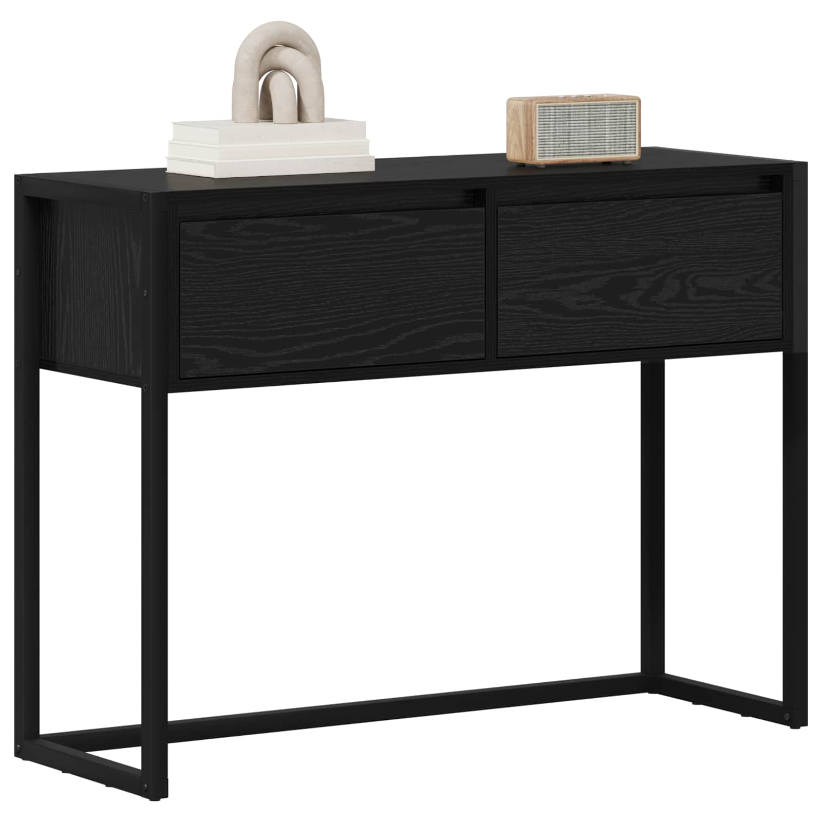 Beistelltisch Schwarz Eichen-Optik 100 x 36 x 75 cm