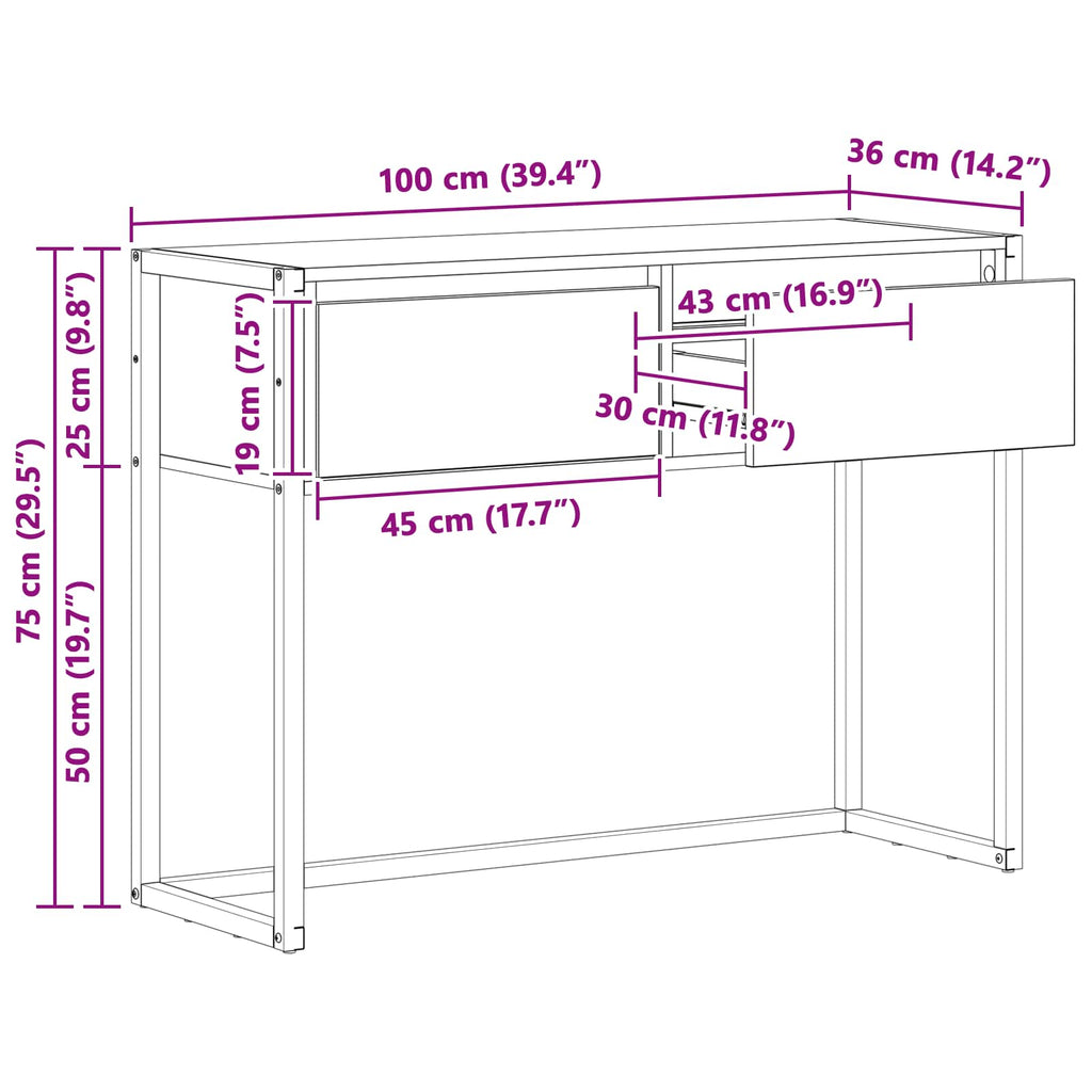 Beistelltisch Raucharbe 100 x 36 x 75 cm Holzwerkstoff