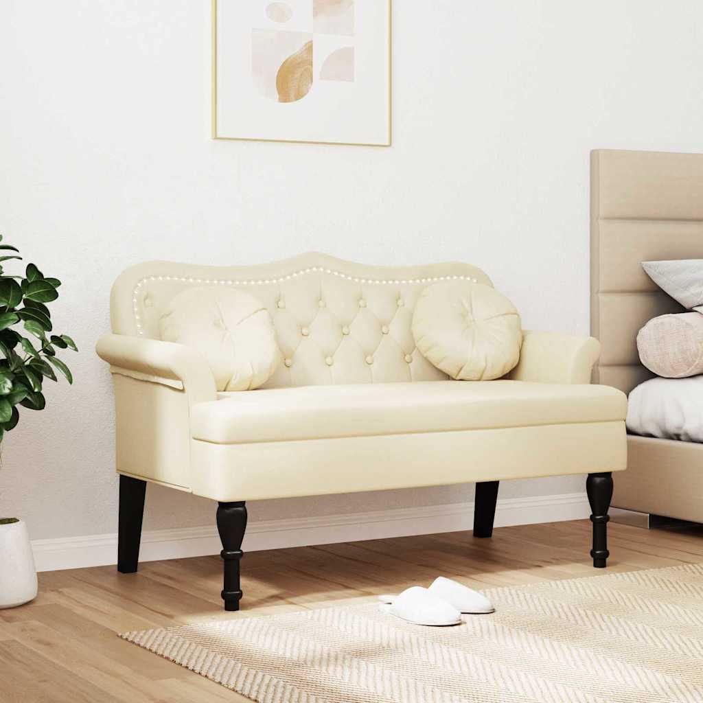 Chesterfield Bank Creme 120,5 x 65 x 75 cm Kunstleder