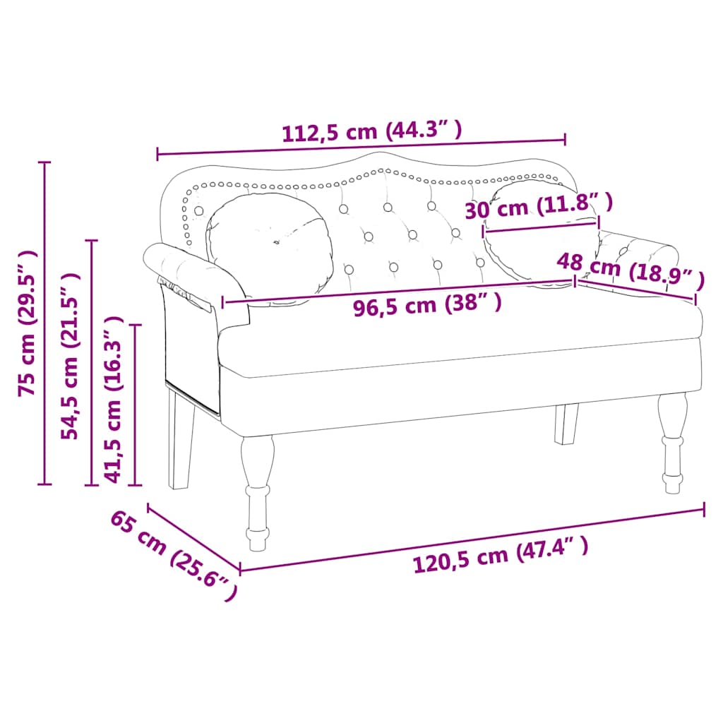 Chesterfield Bank Creme 120,5 x 65 x 75 cm Kunstleder